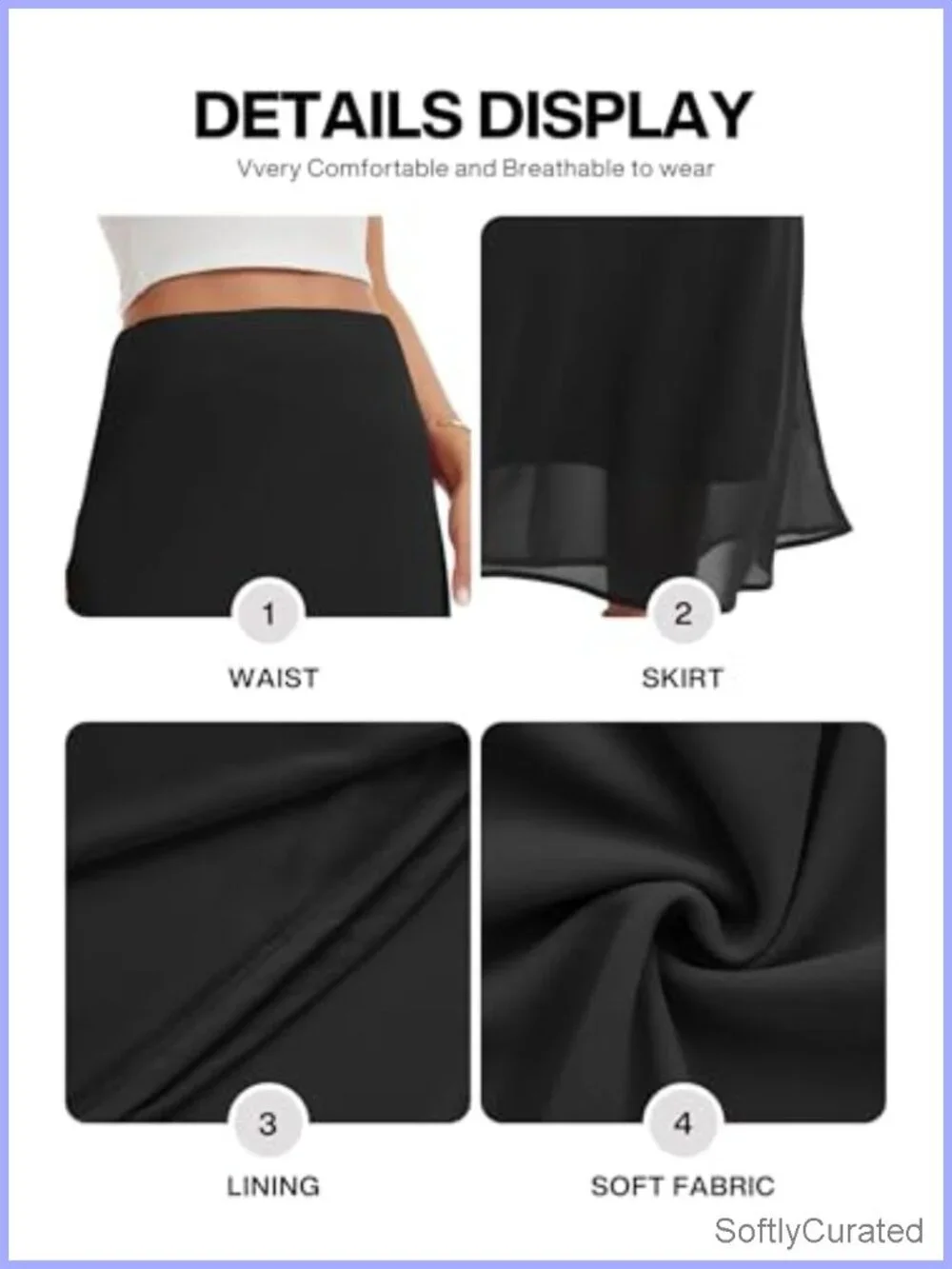 Women's Chiffon Maxi Skirt High Elastic Waist A-Line Flowy Midi Skirt with